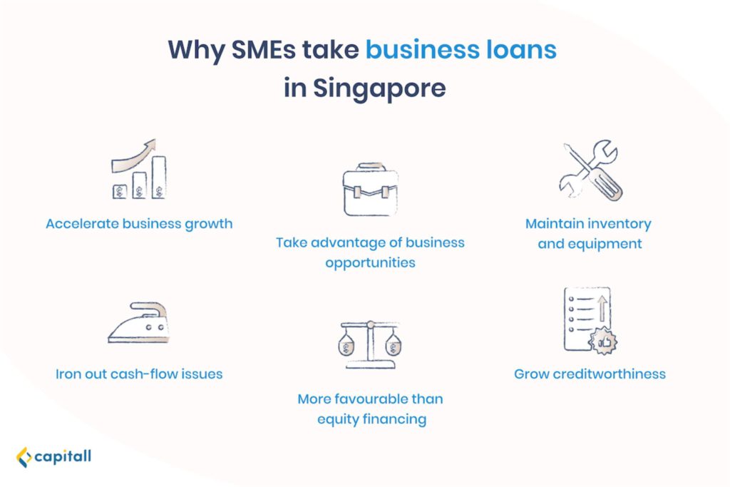 Infographic on 6 reasons why SMEs take business loans 