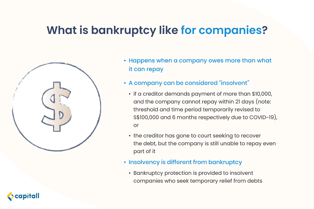 infographic on what bankruptcy in Singapore is like for companies