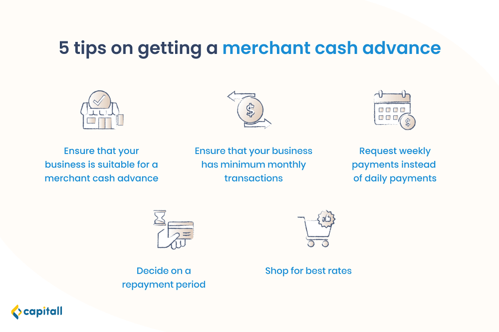 Infographic on the 5 tips on getting a merchant cash advance
