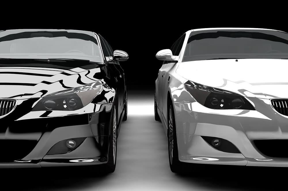 Front view of 2 luxury cars
