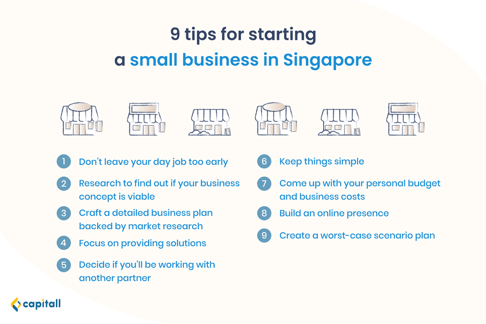 Infographic on tips to start a small business in Singapore